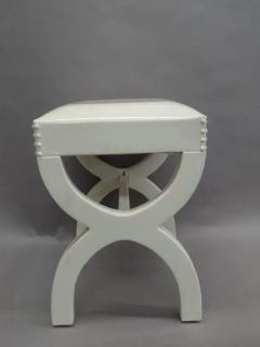 Andr Arbus French Modern Neoclassical Bench in White Simi Leather in style of Andre Arbus - 4105540