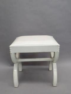 Andr Arbus French Modern Neoclassical Bench in White Simi Leather in style of Andre Arbus - 4105541