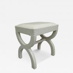 Andr Arbus French Modern Neoclassical Bench in White Simi Leather in style of Andre Arbus - 4106028