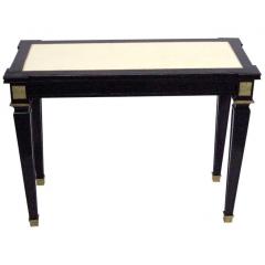 Andr Arbus French Modern Neoclassical Black Lacquer Leather Console Att Andre Arbus 1940 - 4090298