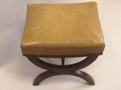 Andr Arbus French Modern Neoclassical Mahogany Leather Benches Stools Andre Arbus Pair - 1722707