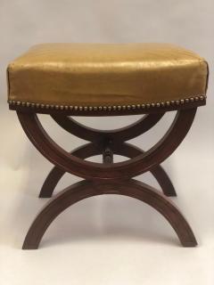 Andr Arbus French Modern Neoclassical Mahogany Leather Benches Stools Andre Arbus Pair - 2374775