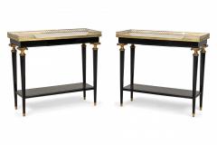 Andr Arbus FrenchEbonized Brass and White Marble End Side Tables manner of Jansen  - 2792261