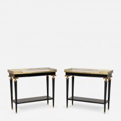 Andr Arbus FrenchEbonized Brass and White Marble End Side Tables manner of Jansen  - 2794899
