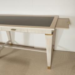 Andr Arbus LARGE TABLE BY ANDRE ARBUS IN CERUSED OAK W STONE TOP AND BRONZE DETAILS - 1660316