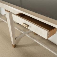 Andr Arbus LARGE TABLE BY ANDRE ARBUS IN CERUSED OAK W STONE TOP AND BRONZE DETAILS - 1660320