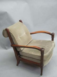 Andr Arbus Pair French Mid Century Modern Neoclassical Lounge Chairs Attr to Andre Arbus - 1787567