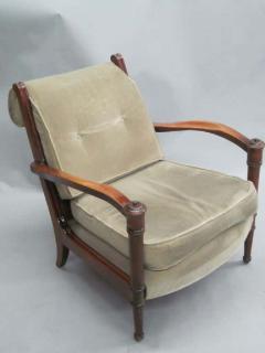 Andr Arbus Pair French Mid Century Modern Neoclassical Lounge Chairs Attr to Andre Arbus - 1787571