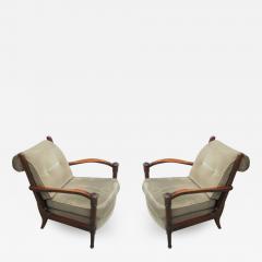 Andr Arbus Pair French Mid Century Modern Neoclassical Lounge Chairs Attr to Andre Arbus - 1791360