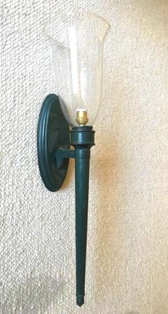 Andr Arbus Pair of Chic 1940s Sconces with a Green Antic Patina in the Style of Andre Arbus - 377017