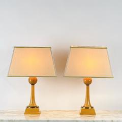 Andr Arbus Pair of Chic Sycamore and Gilt Bronze Art D co Lamps in the Style of Andr Arbus - 3729608