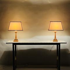 Andr Arbus Pair of Chic Sycamore and Gilt Bronze Art D co Lamps in the Style of Andr Arbus - 3729614