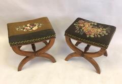 Andr Arbus Pair of French Modern Neoclassical Stools Benches Attributed to Andre Arbus - 2374758
