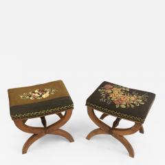 Andr Arbus Pair of French Modern Neoclassical Stools Benches Attributed to Andre Arbus - 2383193