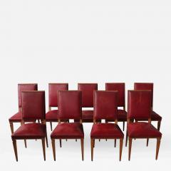 Andr Arbus Set of Nine Fine French Art Deco Lime Oak Side Chairs by Arbus - 375303