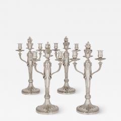 Andr Aucoc Set of four Louis XVI style silver candelabra by Andr Aucoc - 1551305