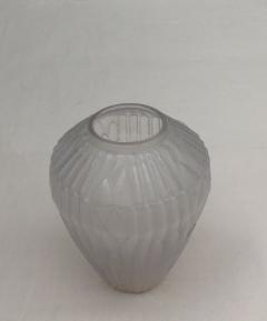 Andr Hunebelle Fine French 1930s Frosted Glass Roseaux Vase by Andr Hunebelle - 3117352