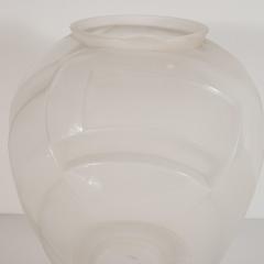 Andr Hunebelle French Art Deco Cubist Vase in Translucent Frosted Glass by Andre Hunebelle - 1560561