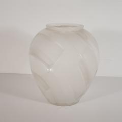 Andr Hunebelle French Art Deco Cubist Vase in Translucent Frosted Glass by Andre Hunebelle - 1560564