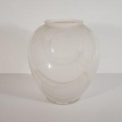 Andr Hunebelle French Art Deco Cubist Vase in Translucent Frosted Glass by Andre Hunebelle - 1560565