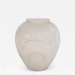 Andr Hunebelle French Art Deco Cubist Vase in Translucent Frosted Glass by Andre Hunebelle - 1563242