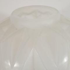 Andr Hunebelle French Art Deco Frosted Translucent Cubist Glass Vase by Andre Hunebelle - 1560556