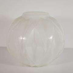 Andr Hunebelle French Art Deco Frosted Translucent Cubist Glass Vase by Andre Hunebelle - 1560557