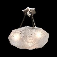 Andr Nuet Art Deco Skyscraper Style Frosted Glass Pendant signed Andr Nuet for Schneider - 4162191