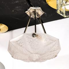 Andr Nuet Art Deco Skyscraper Style Frosted Glass Pendant signed Andr Nuet for Schneider - 4162194