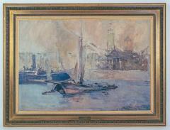 Andr Petroff Early 20th Century Oil Painting of the Port of Nice by Andr Petroff Framed - 4502027