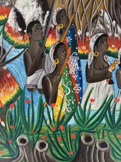 Andr Pierre Haitian Vodou Ceremony with Headless Man Original Artwork Signed - 4793331