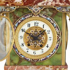 Andr Romain Guilmet French Renaissance style gilt bronze and enamel mounted onyx longcase clock - 2418629