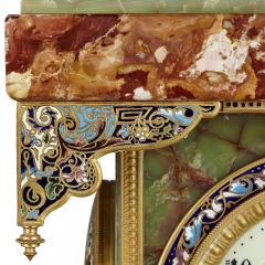 Andr Romain Guilmet French Renaissance style gilt bronze and enamel mounted onyx longcase clock - 2418638