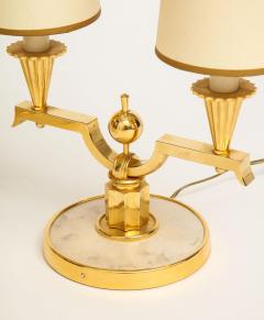 Andre Domin ELEGANT PAIR OF ART DECO BRASS AND PARCHMENT TABLE LAMPS BY GENET MICHON - 2210837