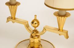 Andre Domin ELEGANT PAIR OF ART DECO BRASS AND PARCHMENT TABLE LAMPS BY GENET MICHON - 2210838