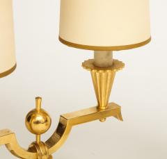 Andre Domin ELEGANT PAIR OF ART DECO BRASS AND PARCHMENT TABLE LAMPS BY GENET MICHON - 2210839