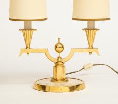 Andre Domin ELEGANT PAIR OF ART DECO BRASS AND PARCHMENT TABLE LAMPS BY GENET MICHON - 2210842