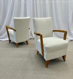 Andre Domin Pair Mid Century French Art Deco Arm Lounge Chairs by Maison Dominque Boucle - 2910378