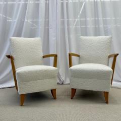 Andre Domin Pair Mid Century French Art Deco Arm Lounge Chairs by Maison Dominque Boucle - 2910380