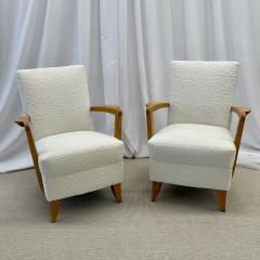 Andre Domin Pair Mid Century French Art Deco Arm Lounge Chairs by Maison Dominque Boucle - 2910381