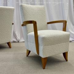 Andre Domin Pair Mid Century French Art Deco Arm Lounge Chairs by Maison Dominque Boucle - 2910382