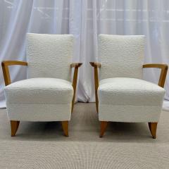 Andre Domin Pair Mid Century French Art Deco Arm Lounge Chairs by Maison Dominque Boucle - 2910383