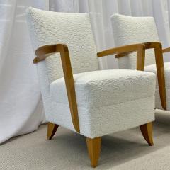 Andre Domin Pair Mid Century French Art Deco Arm Lounge Chairs by Maison Dominque Boucle - 2910384