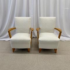 Andre Domin Pair Mid Century French Art Deco Arm Lounge Chairs by Maison Dominque Boucle - 2910385