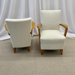 Andre Domin Pair Mid Century French Art Deco Arm Lounge Chairs by Maison Dominque Boucle - 2910387