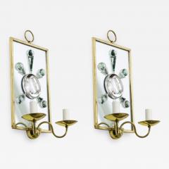 Andre Hayat Andre Hayat pair of rock mirrored crystal and gold bronze pair of sconces - 864114