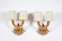 Andre Leleu PAIR OF JULES AND ANDR LELEU GILT BRONZE DOUBLE TORSADE SCONCES - 2068364