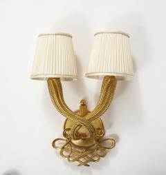 Andre Leleu PAIR OF JULES AND ANDR LELEU GILT BRONZE DOUBLE TORSADE SCONCES - 2068366