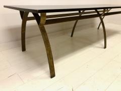 Andre Renou Jean Pierre Genisset Renou et G nisset Custom Gilt Wrought Iron and Redwood Dining Table - 1531926