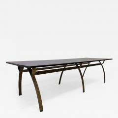 Andre Renou Jean Pierre Genisset Renou et G nisset Custom Gilt Wrought Iron and Redwood Dining Table - 1533641